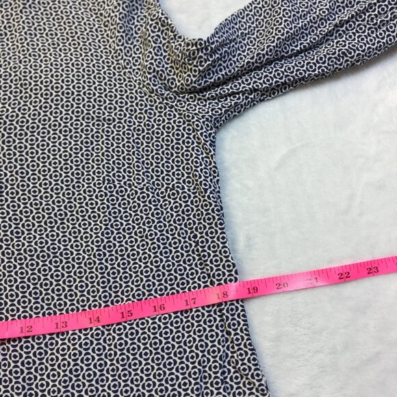 Talbots Blouse Shirt Top Sz M Womans Blue White V-neck Button Front Long Sleeve - Picture 7 of 15